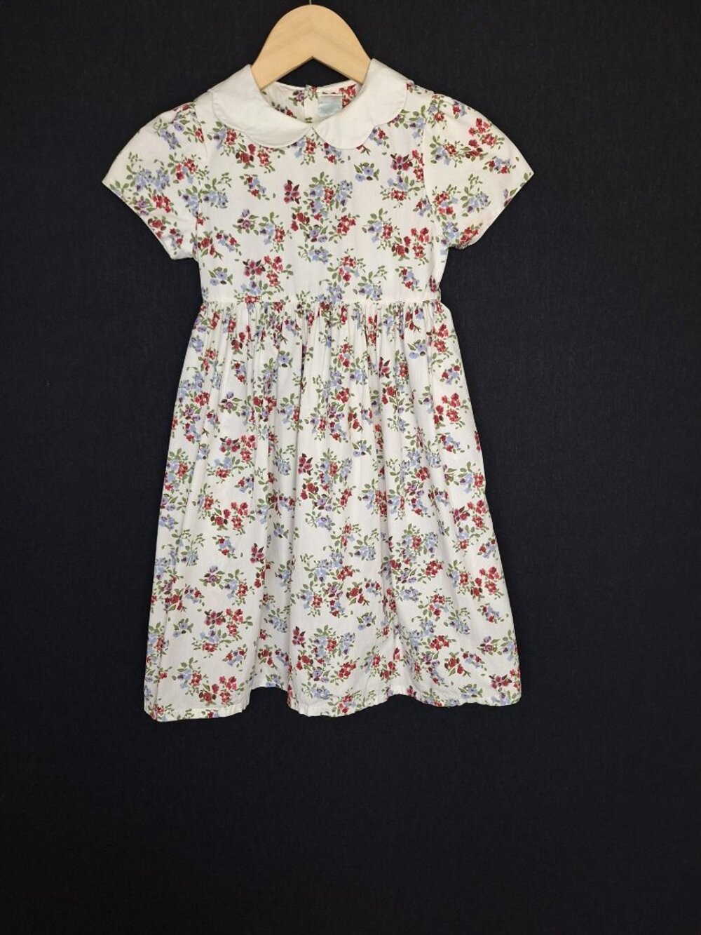 💙 Edgehill Collection Girls Dress Size 6 White Floral Peter Pan Collar 100% Cot